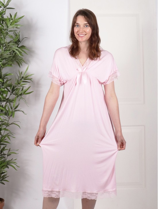Sleeved Cotton Feel Night Dress Sleeved Cotton Feel Night Dress